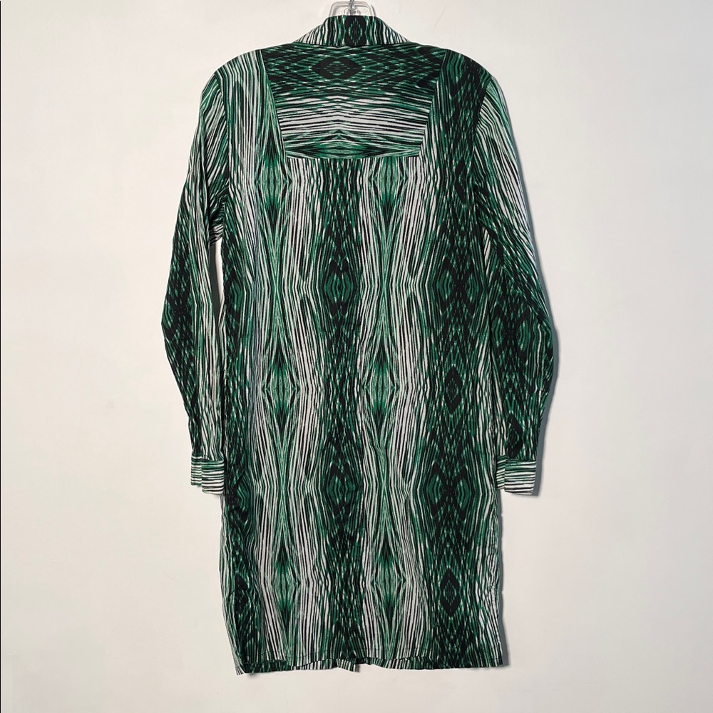 DEREK LAM FOR DESIGN NATION Career Preppy Green Woodgrain Cotton Shirtdress S - Picture 3 of 16